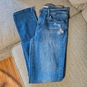 Levi's Mid-rise Skinny Jeans With Floral Embroidery Size 29